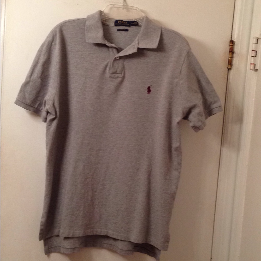 Polo by Ralph Lauren Men’s Gray Polo with Maroon Pony